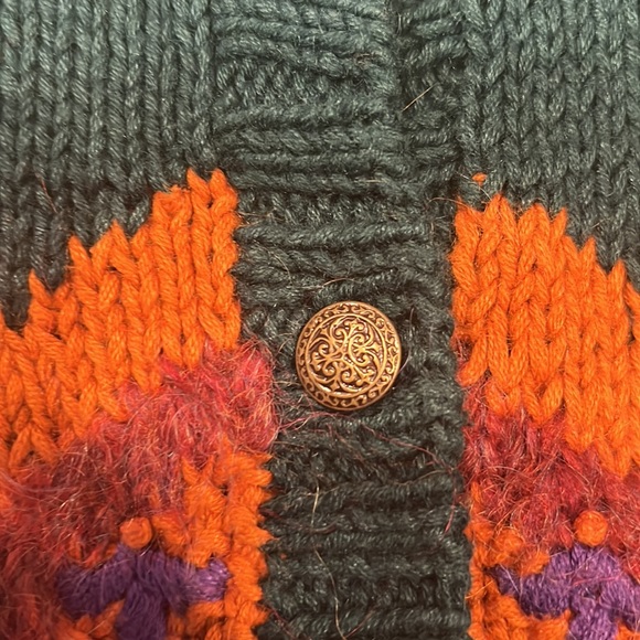 Evan Picone Vintage Knitted by Hand Fall Cardigan Sweater - Small - Picture 4 of 7